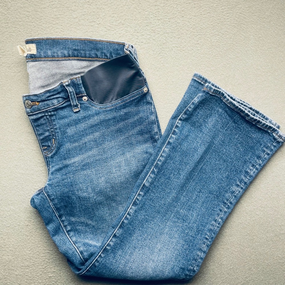 Madewell Women Maternity‎ Kick Out Crop Jeans Blue Cotton Blend 30 Casual Flare